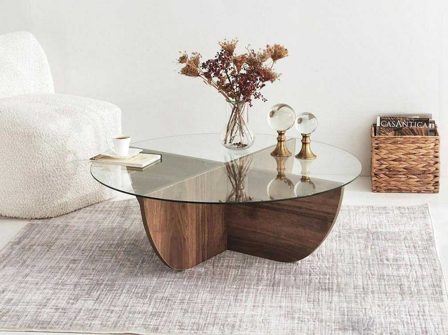 Vente-unique Salontafel | Salontafel Van Gehard Glas - Naturel En Transparant - Aysun