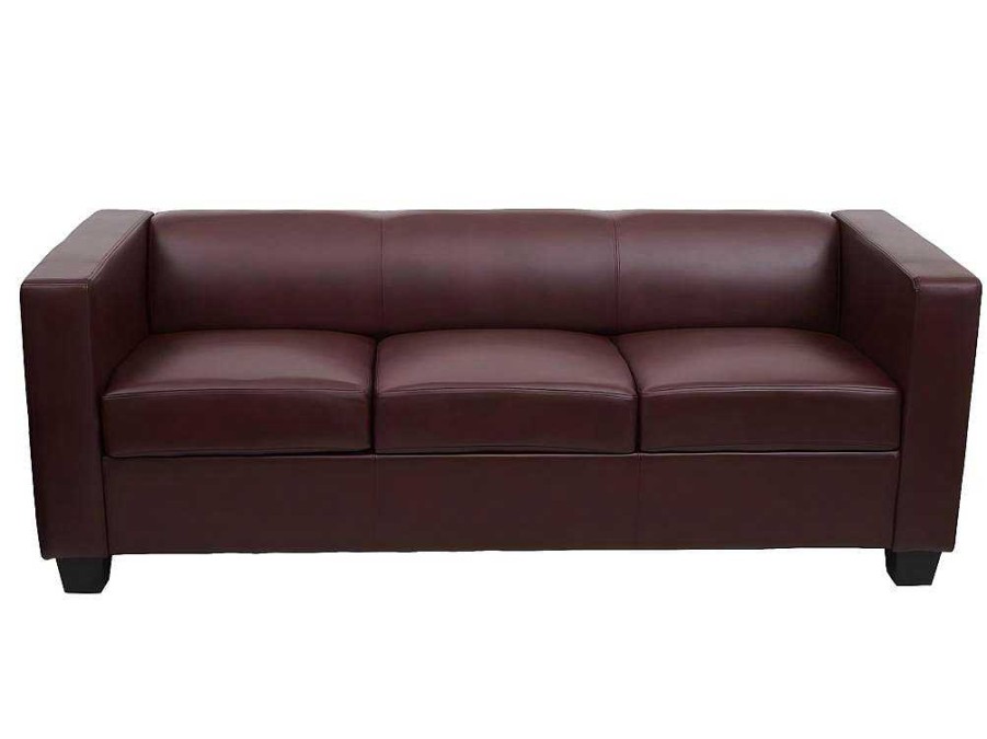 Vente-unique Set Zitbank + Fauteuil | 3-2-1 Bankstel Lille (3-Delig), Kunstleer, Roodbruin