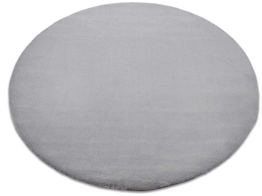 RugsX Tapijt Rond | Tapijt Bunny Rond Zilver Imitatie Konijnenvacht Cercle 100 Cm