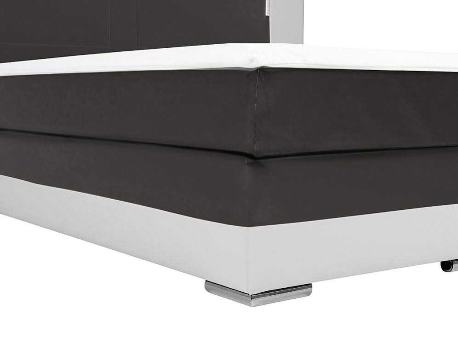 Ysmée Boxspringbed | Set Boxspring En Matras Met Hoofdeinde Met Leds + Lattenbodem + Matras + Dekmatras Asti Van Ysmee - 160 X 200 Cm - Kunstleer - Wit En Grijs