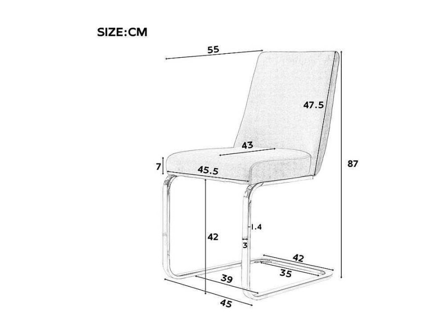 ModernLuxe Stoel | Set Van 4 Fluwelen Sledestoelen - Rugleuning Ruitpatroon - Onderstel Zilverkleurig Metaal - Beige