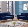 Vente-unique Aanbiedingen: Zitbank & Fauteuil | Drie- En Tweezitsbank Van Fluweel Fleuet - Donkerblauw