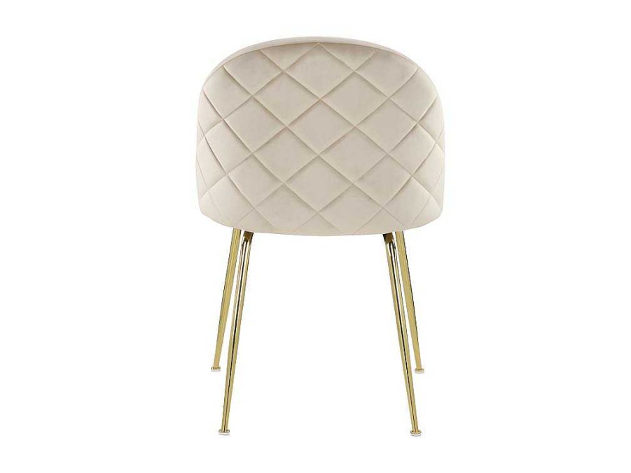 Vente-unique Stoel | Set Van 2 Stoelen Melbourne - Fluweel En Goudkleurig Metaal - Beige