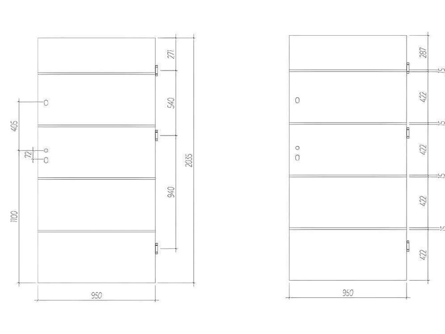 Vente-unique Voordeur | Deur Van Massief Staal En Inox H.207 X B.100 Cm Antraciet - Rechts Duwen - Naxara