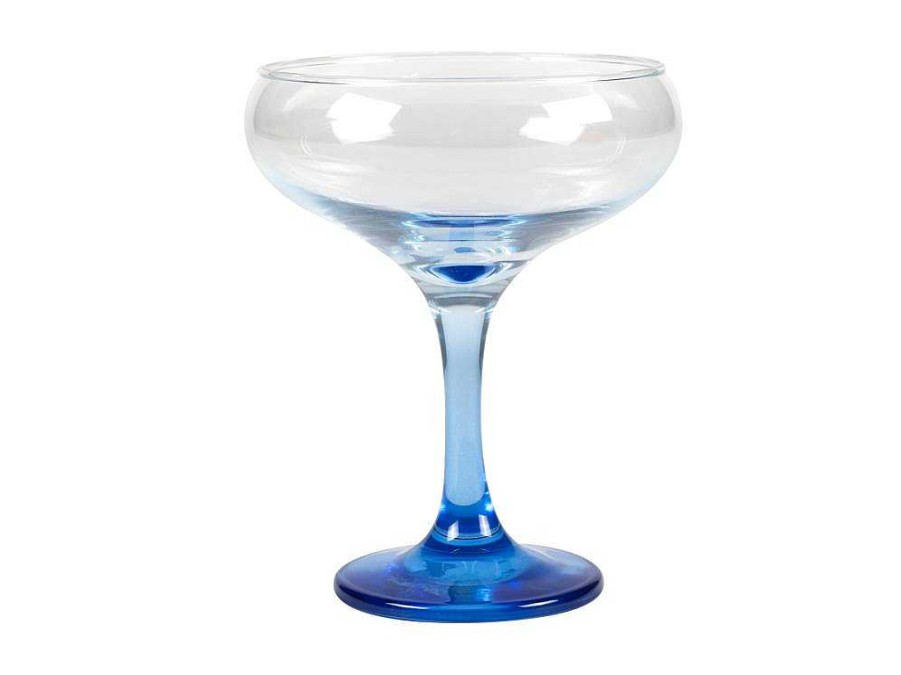 OZAIA Tafelservies | Set Van 6 Blauwe Cocktailglazen Op Voet 32 Cl - D. 6.5 X H. 20 Cm - Coraly