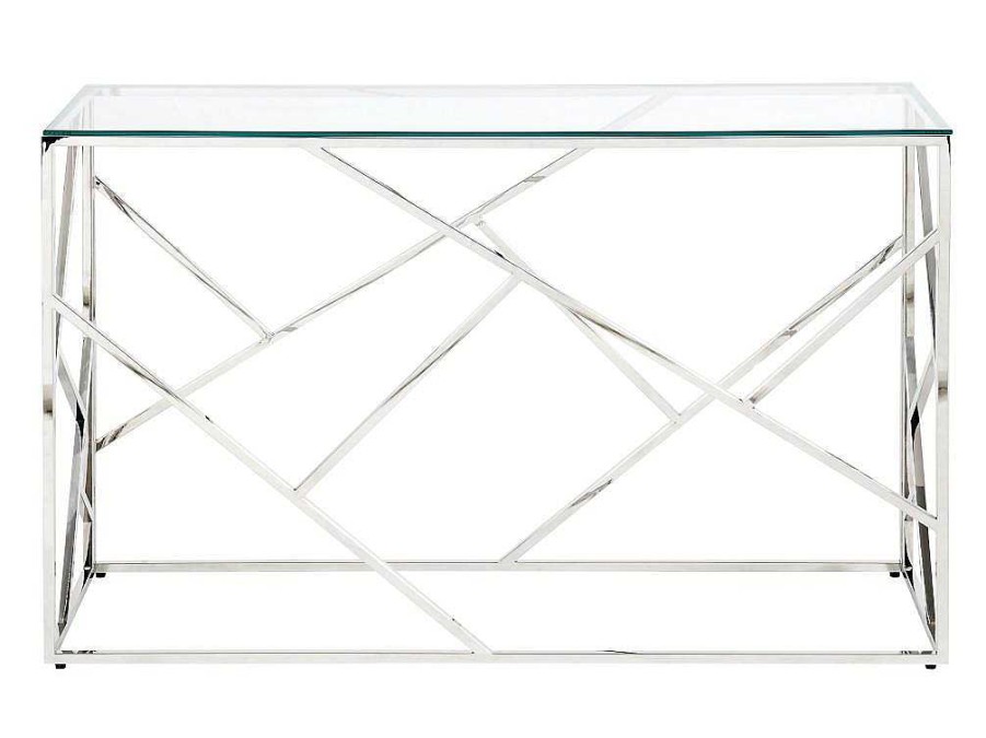 PASCAL MORABITO Sidetable | Sidetable Athena - Gehard Glas En Staal - Chroomkleurig - Van Pascal Morabito