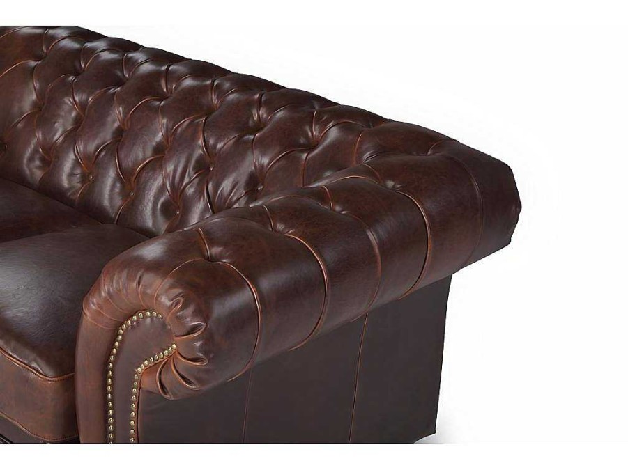 Vente-unique Chesterfield Zitbank | Tweezitsbank Chesterfield Clotaire Van 100% Leer Met Lived-In Aspect