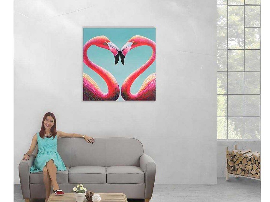 Vente-unique Schilderij | Olieverfschilderij Flamingo Handgeschilderd