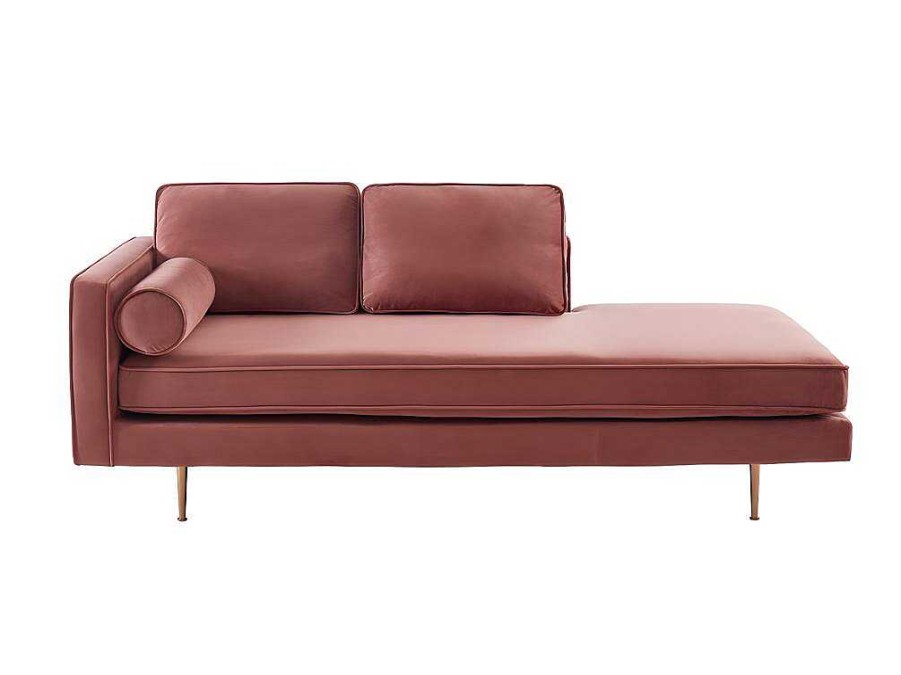 Vente-unique Chaise Longue | Chaise Longue Van Stof Kahel- Hoek Rechts - Oud Roze