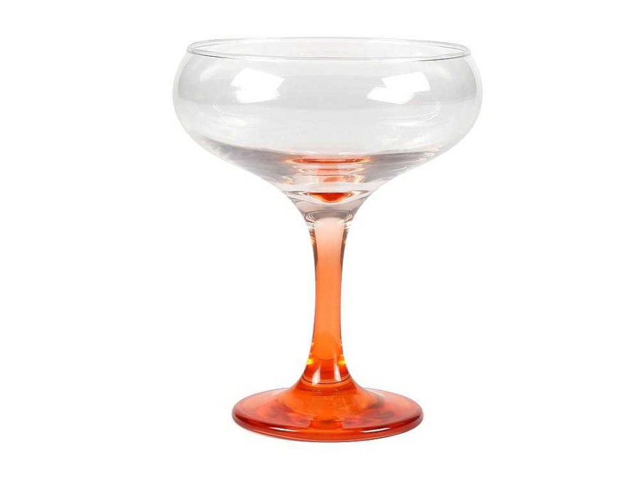 OZAIA Tafelservies | Set Van 6 Oranje Cocktailglazen Op Voet 32 Cl - D. 6.5 X H. 20 Cm - Coraly