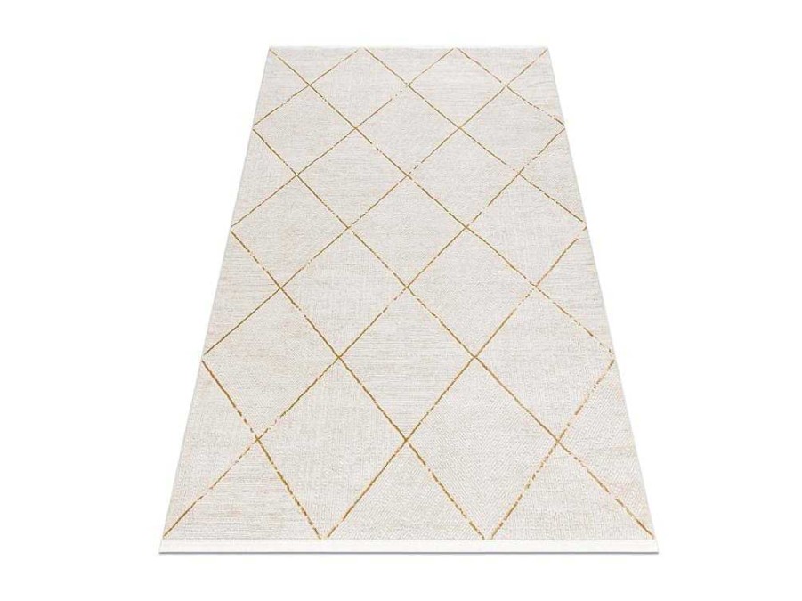 RugsX Klein Tapijt | Modern Tapijt Duke 51245 Creme / Goud - Latwerk, Gestructureerd, Zeer 140X190 Cm