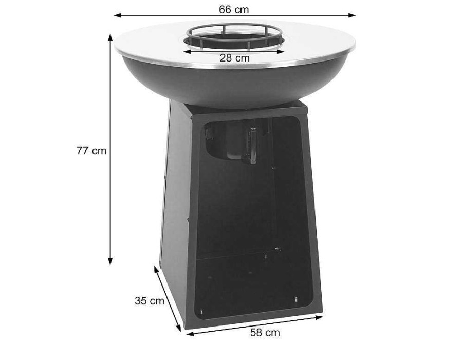 Vente-unique Buitenkeuken | Vuurschaal Met Grillplaat Mcw-K97, O66Cm Zwart