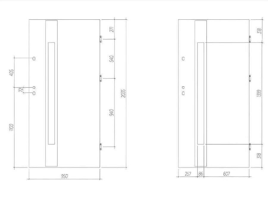 Vente-unique Voordeur | Deur Van Geglazuurd Staal En Inox H.207 X B.100 Cm Antraciet - Links Duwen - Braga