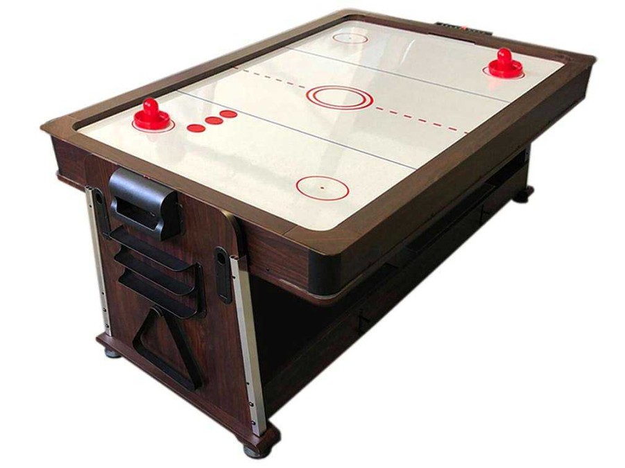 ELITESHOPPING Spel Voor Binnen | Biljarttafel 7 Voet Multi-Game Blauw Air Hockey + Tennistafel Stark