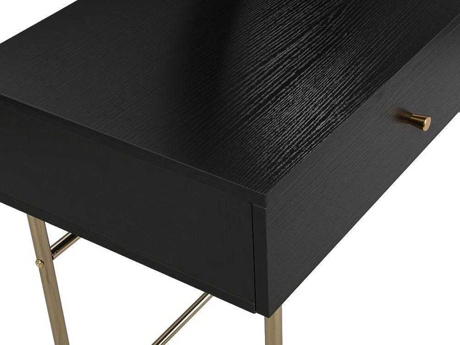 PASCAL MORABITO Kaptafels | Kaptafel Met Spiegel En 2 Lades - Mdf En Staal - Zwart En Goud - Milavia Van Pascal Morabito