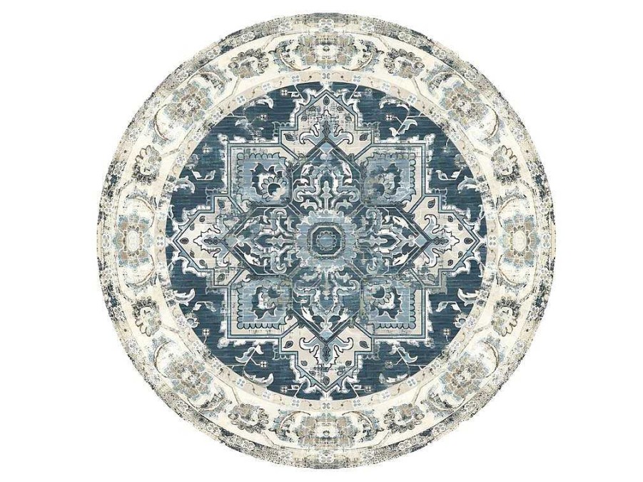 House Nordic Tapijt Rond | Havana Vloerkleed O200 Cm Blauw.