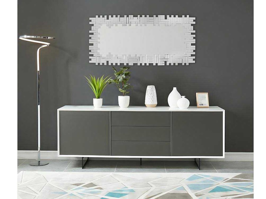 OZAIA Spiegel | Spiegel Lola 120 X 2 X 57 Cm - Roestvrij Staal En Mdf - Zilverkleurig