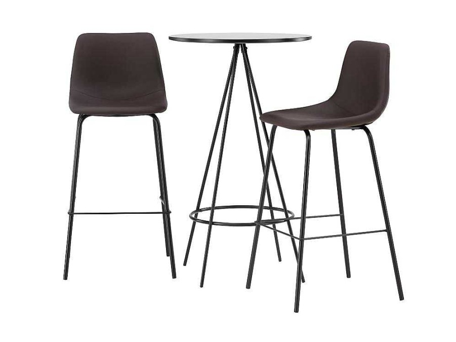 Vente-unique Barmeubel | Bistro Barmeubelset Bartafel Zwart En 2 Alexi Barstoelen Bruin.