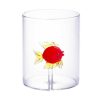 OZAIA Tafelservies | Set Van 4 Glazen Met Diertjes - Transparant En Rood Geblazen Glas - O7,5 Cm X H9,5 Cm - Apuna