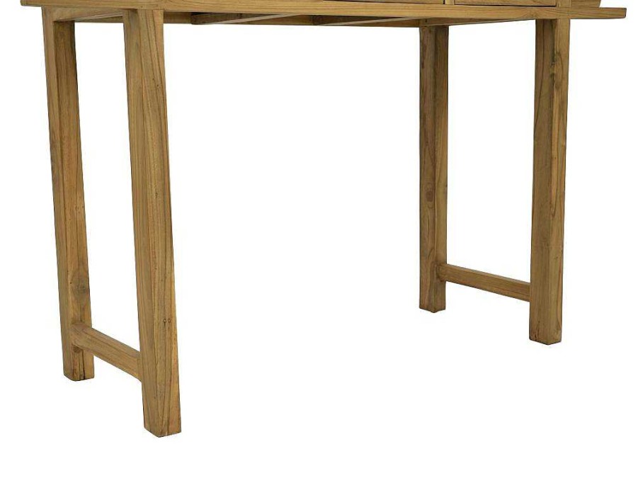 Vente-unique Sidetable | Sidetable Met 3 Lades In Teak - Kleur: Houtlook - Wekea