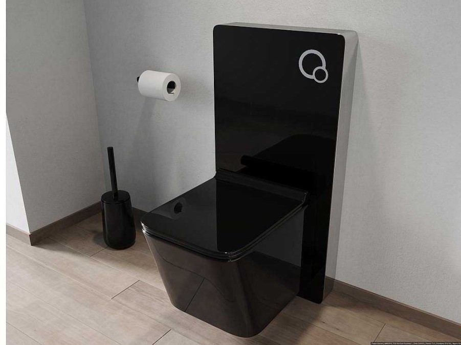 Vente-unique Hangend Toilet | Decoratief Voorwandsysteem Voor Hang-Wc - Zwart - Spinosa