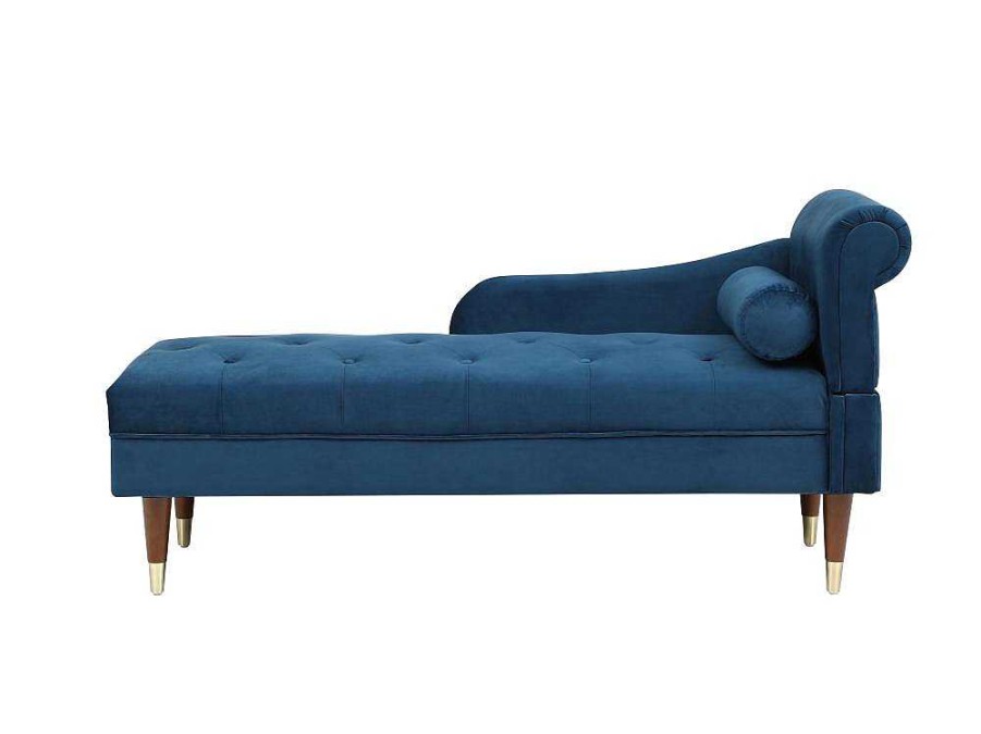 Vente-unique Chaise Longue | Chaise Longue Links Van Blauwgroen Velours Umari