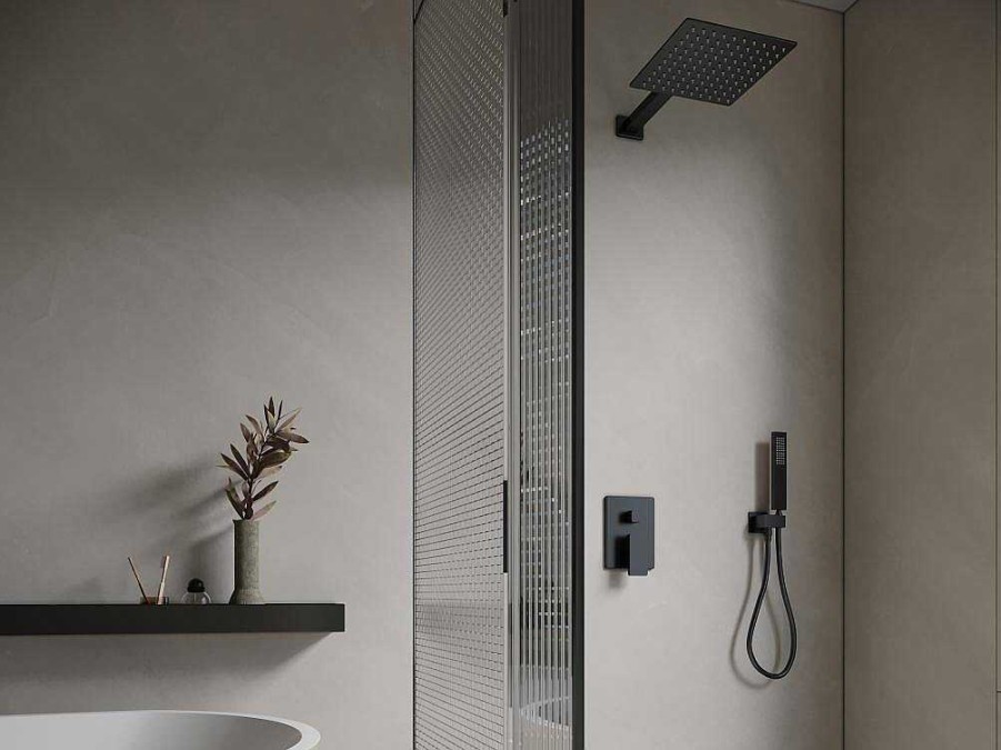 Shower & Design Douchekolom | Set Van Inbouwdouche Met Mechanische Mengkraan - Mat Zwart - Tocantis