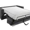 Vente-unique Slaapbank Met Matras | Omkeerbare Driezits-Express-Slaapbank Van Antracietkleurig Ribfluweel - Bed 140 Cm - Matras 22 Cm Loreto