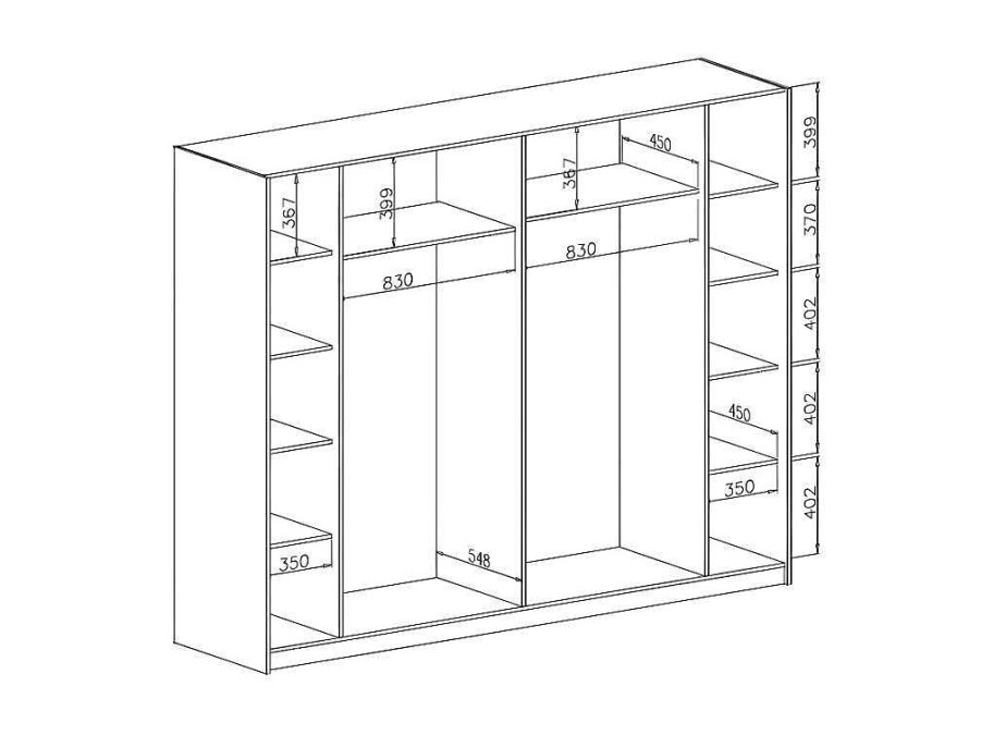 Vente-unique Kledingkast | Kast Met 2 Schuifdeuren - Met Spiegel - L244 Cm - Zwart - Nimela