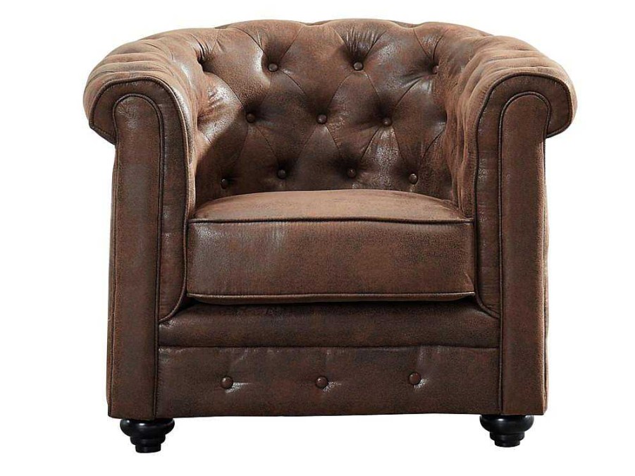 Vente-unique Aanbiedingen: Zitbank & Fauteuil | Fauteuil Chesterfield Van Microvezel Met Vintage Look