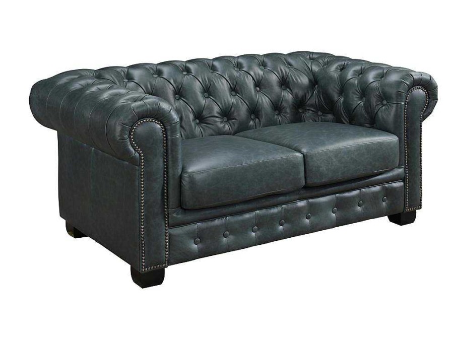 LINEA SOFA Chesterfield Zitbank | Chesterfield 2-Zitsbank Brenton 100% Buffelleer - Spaans Groen