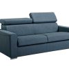 Vente-unique Speciale Modellen Zitbanken & Fauteuils | Driezits Express Slaapbank Van Stof Vizir - Blauw - Slaapafmeting Met Brede Latten 140 Cm - Matras 18 Cm