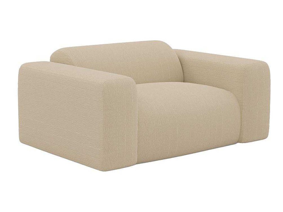 Maison Céphy Set Zitbank + Fauteuil | Driezitsbank En Fauteuil Van Beige Stof Met Textuur Pogni Van Maison Cephy