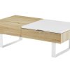 Vente-unique Salontafel | Salontafel Met Afneembaar Tafelblad En 1 Lade - Mdf En Staal - Naturel En Wit - Balun