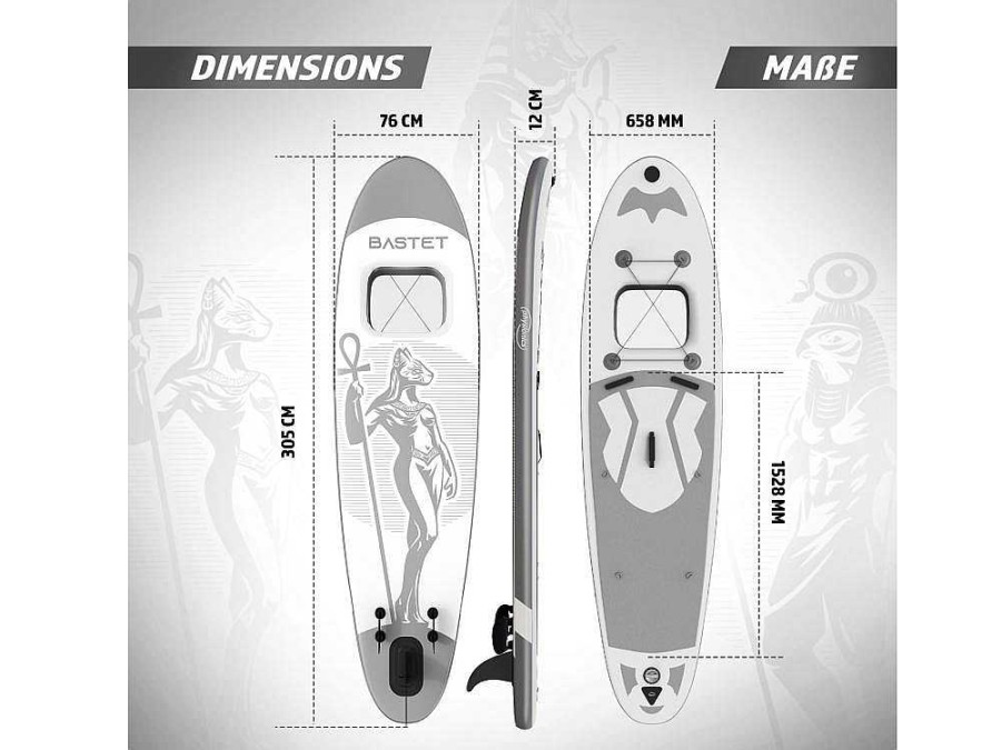 Vente-unique Watersport | Sup Board Anubis 305 Cm - Zilver - Incl. Accessoires