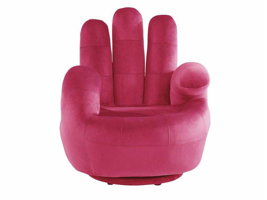 Vente-unique Handstoel | Draaibare Fauteuil Hand Catchy Van Fluweel - Fuchsia