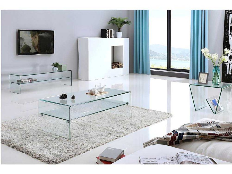 Vente-unique Salontafel | Salontafel Trenia - Dubbele Plaat - Gehard Glas