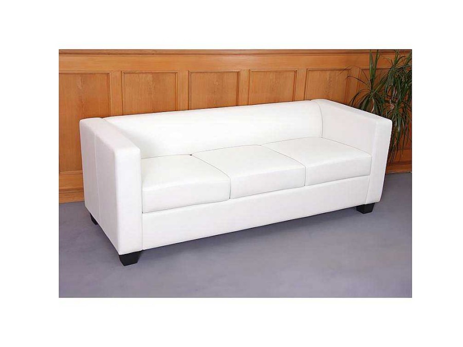 Vente-unique Set Zitbank + Fauteuil | 3-2-1 Bankstel Lille (3-Delig), Kunstleer, Wit