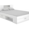 Vente-unique Tweepersoonsbed | Bed Leandre Met Hoofdeinde, Opbergruimte En Lades - 140 X 190 Cm - Kleur: Wit