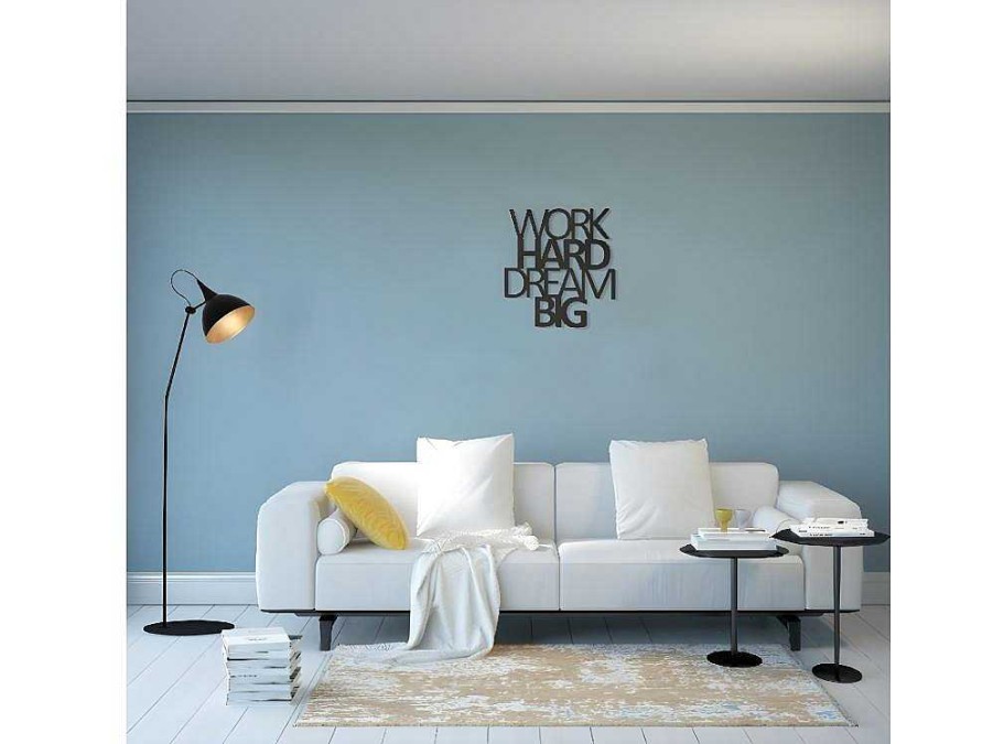 EPIKASA Decoratieve Wandplaat | Metalen Decoratie Work Hard Dream Big 1, Zwart, 65X1,5X70 Cm, Epikasa