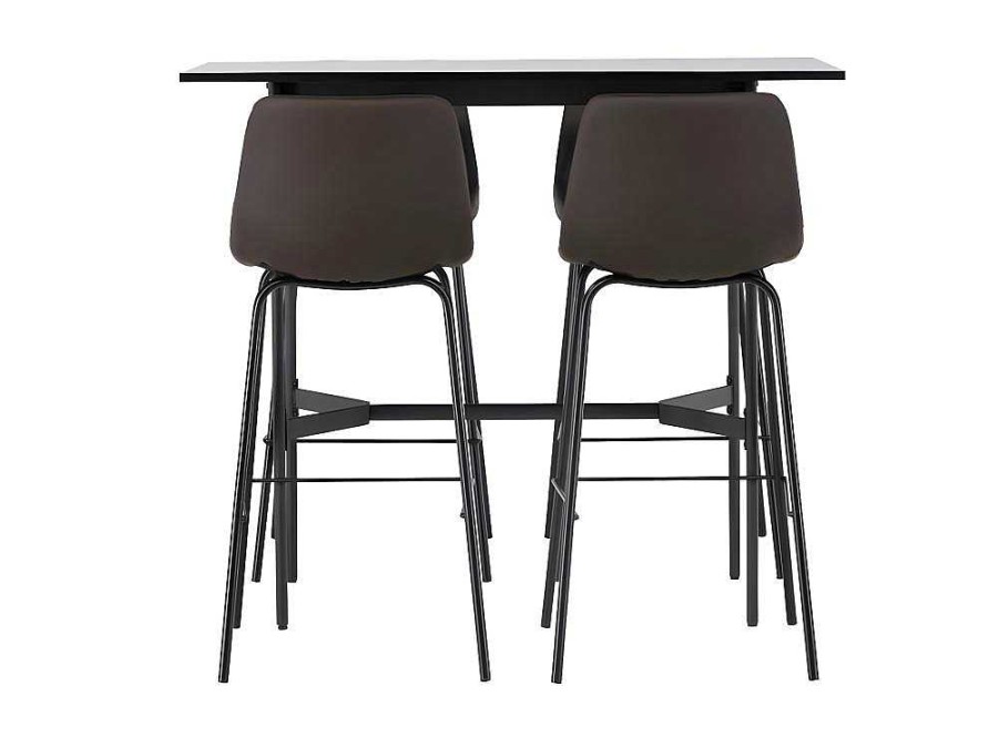 Vente-unique Barmeubel | Rax Barmeubelset Bartafel Zwart En 4 Alexi Barstoelen Bruin.