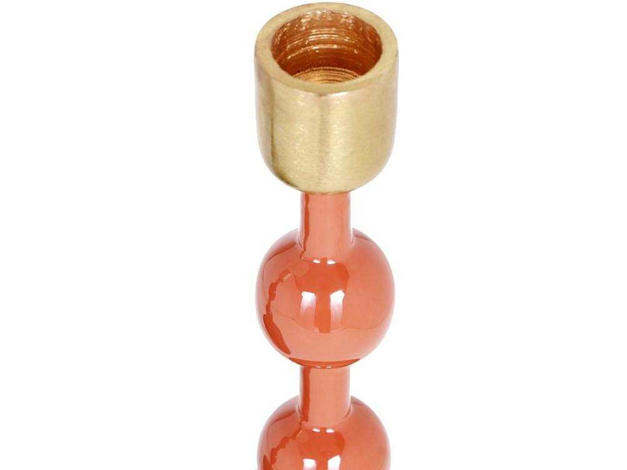 OZAIA Kandelaar En Kaars | Geemailleerde Aluminium Kandelaar - H.26,5 Cm - Terracotta - Parina