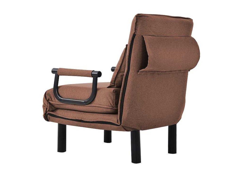 Vente-unique Uitklapbare Fauteuil | Converteerbare Stoffen Fauteuil - 6-Voudig Verstelbare Rugleuning - Bruin