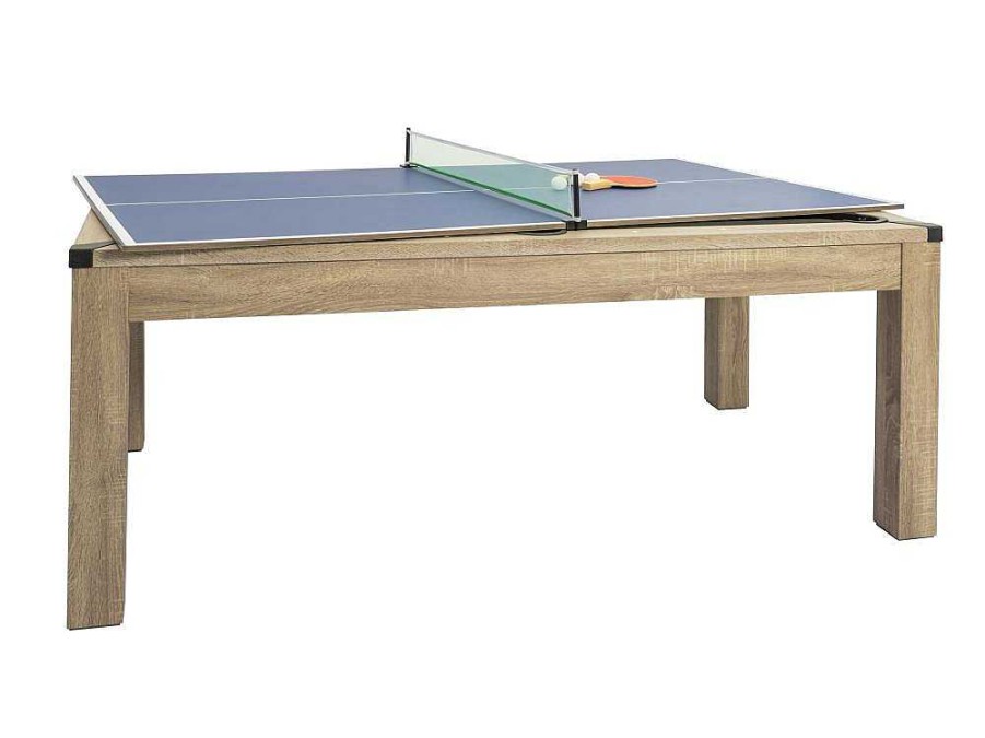 Vente-unique Spel Voor Binnen | Transformeerbare Tafel Biljart & Pingpong - Licht Naturelkleurig - L182 X B102 X H80 Cm - Henk