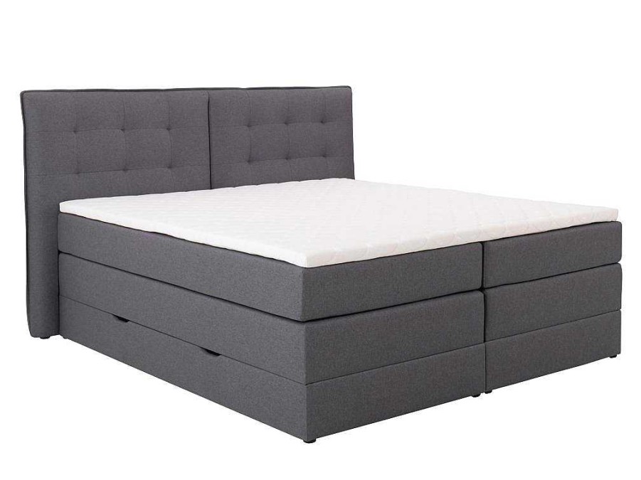 Palacio Boxspringbed | Set Boxspring Met Hoofdbord + Bedbodems Met Opbergruimte + Matras + Dekmatras - 180 X 200 Cm - Antracietkleurige Stof - Perama Van Palacio