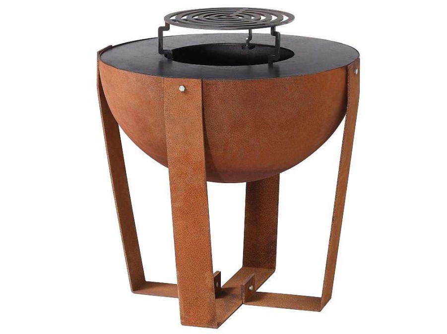 Vente-unique Buitenkeuken | Vuurkorf, Barbecue En Plancha 3 In 1 Van Staal Corten L70 X H80 X D70 Cm - Grezio