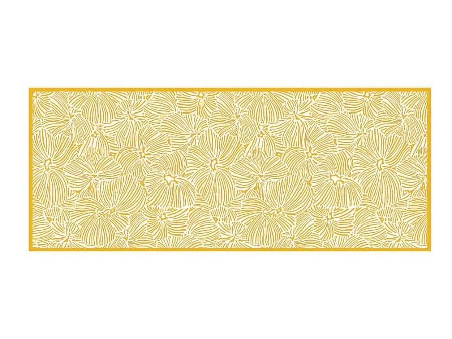 OZAIA Gangtapijt | Gangtapijt Van Vinyl Met Bloemmotieven - 66 X 160 Cm - Geel En Wit - Capucina