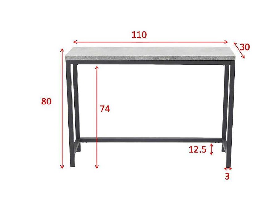 Venture Home Sidetable | Rise Sidetable 30X110 Cm Beton Decor, Zwart.