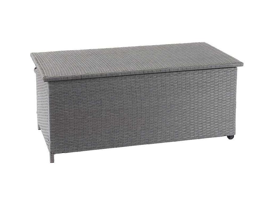 Vente-unique Tuinopslag | Kussenbox Van Polyrattan Mcw-D88 Iii, Premium Grijs, 51X100X50Cm 170L