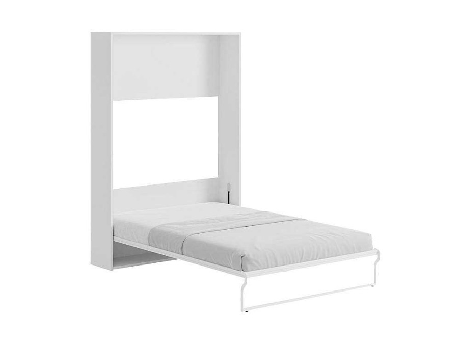 Vente-unique Tweepersoonsbed | Opklapbaar Bed 140 X 200 Cm - Verticale Handmatige Opening - Wit - Malina Ii